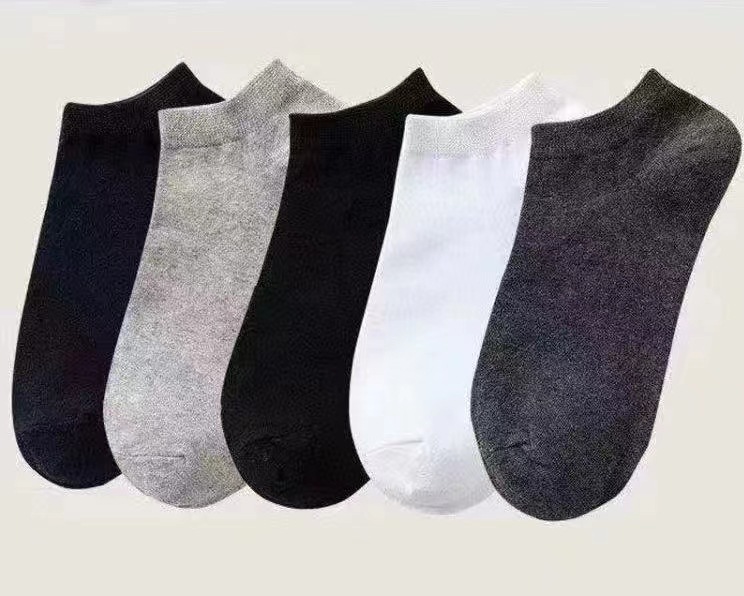 Men's Large Size Spring and Summer Socks Sweat-Absorbent Breathable Sports Solid Color Short Cross-Border Recycled Cotton Socks Men's Socks Wholesale