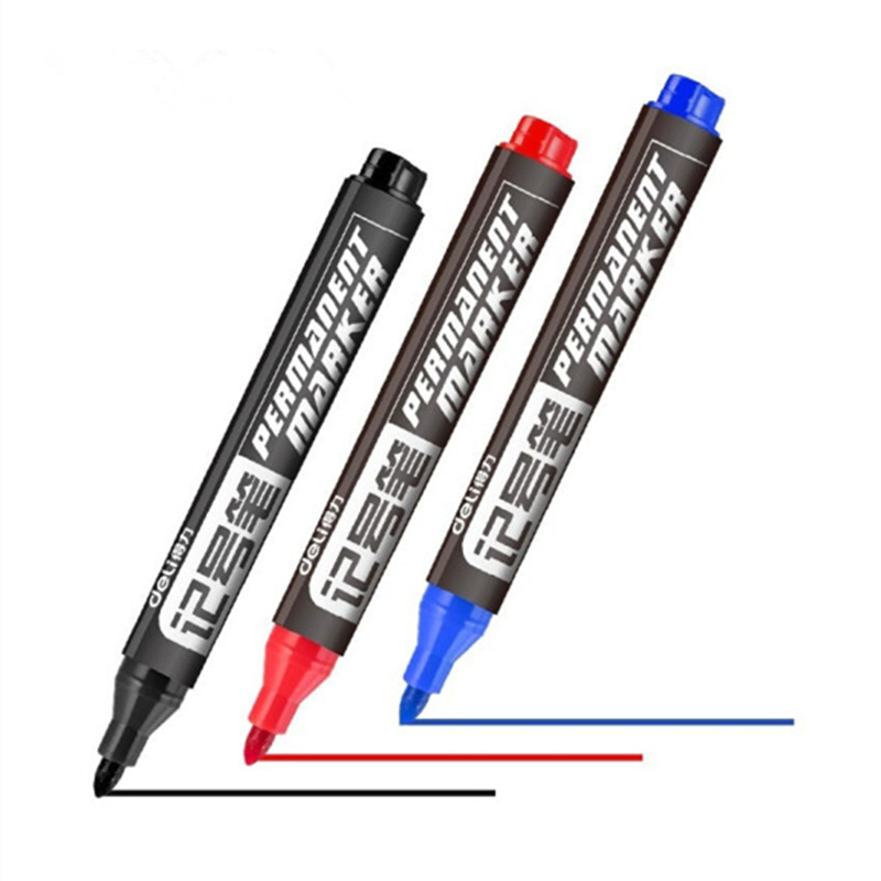 得力6881记号笔黑色粗头马克笔勾线笔油性笔防水不易掉色大头速干