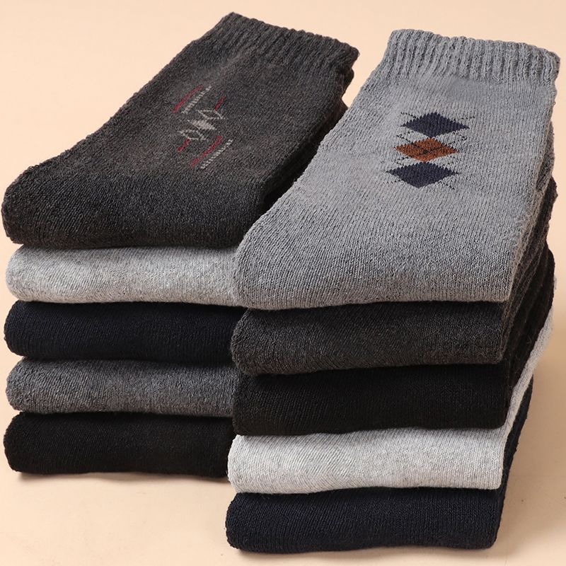 厚袜子男冬季羊毛袜冬天加绒加厚款长袜老人保暖毛袜男士长筒棉袜