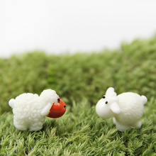 情侣绵羊 苔藓微景观摆件 多肉摆件 白色绵羊 DIY组装树脂摆件