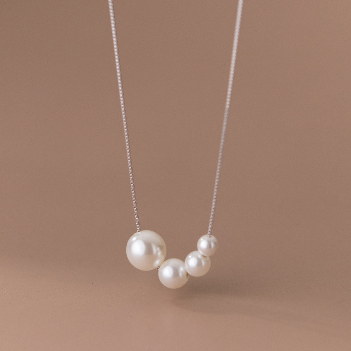 S925 Silver Niche Design Large and Small Pearls Necklace Women's Cold Style Affordable Luxury Fashion Simple Graceful Clavicle Chain