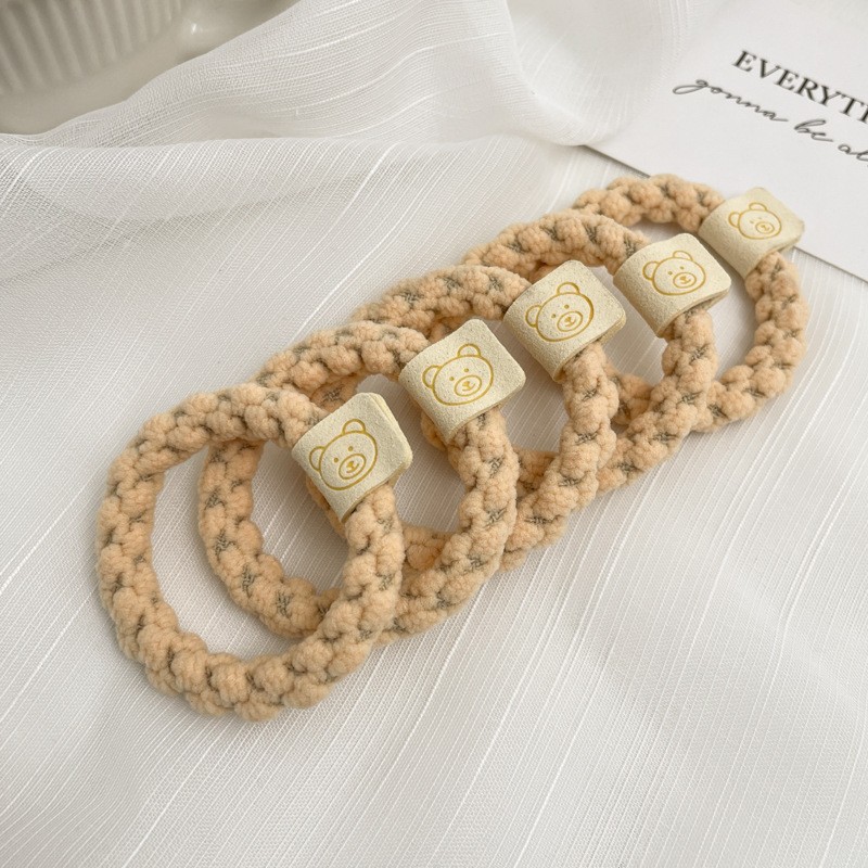 Online Influencer Cute Plush Hair Rope Small Intestine Hair Ring Headdress Simple Rubber Band Female Hair-Binding High Elastic Durable Head Rope New