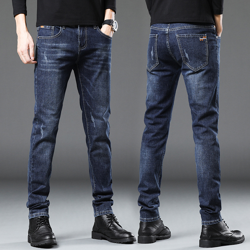 New Men's Jeans Men's Spring and Autumn Stretch Casual Pants Baggy Jogger Pants Korean Style Long Pants Men's Fashion
