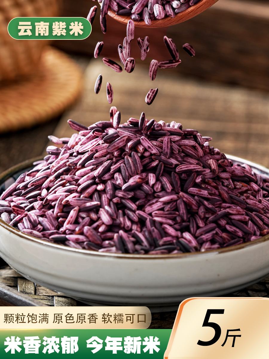 云南紫米5斤新货 农家自产紫糯米血糯米老品种黑糯米五谷杂粮粗粮