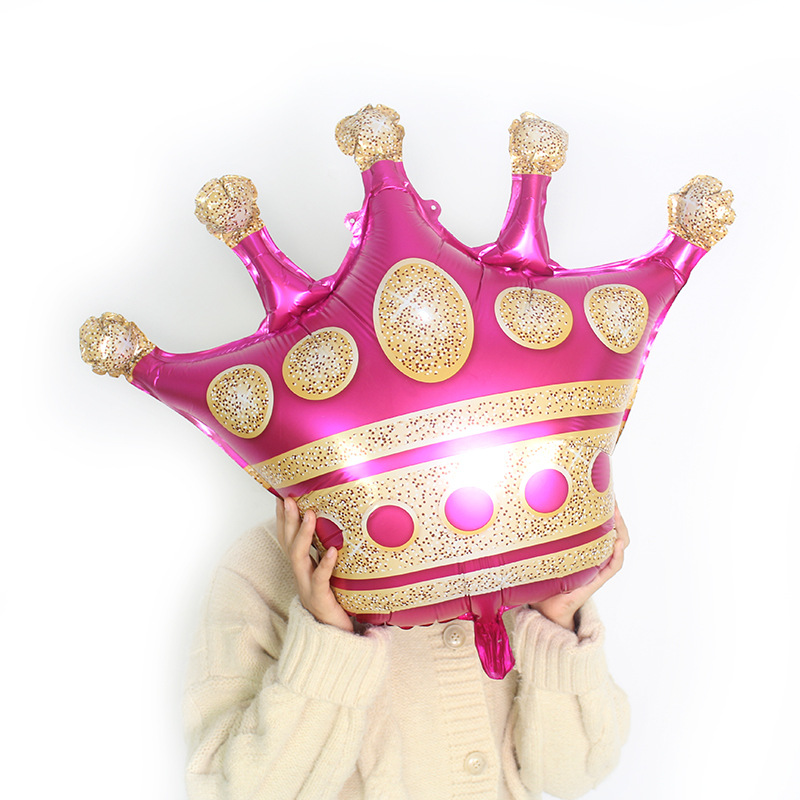 新款金属皇冠蓝色铝膜气球大皇冠铝箔气球百日宴生日派对布置批发