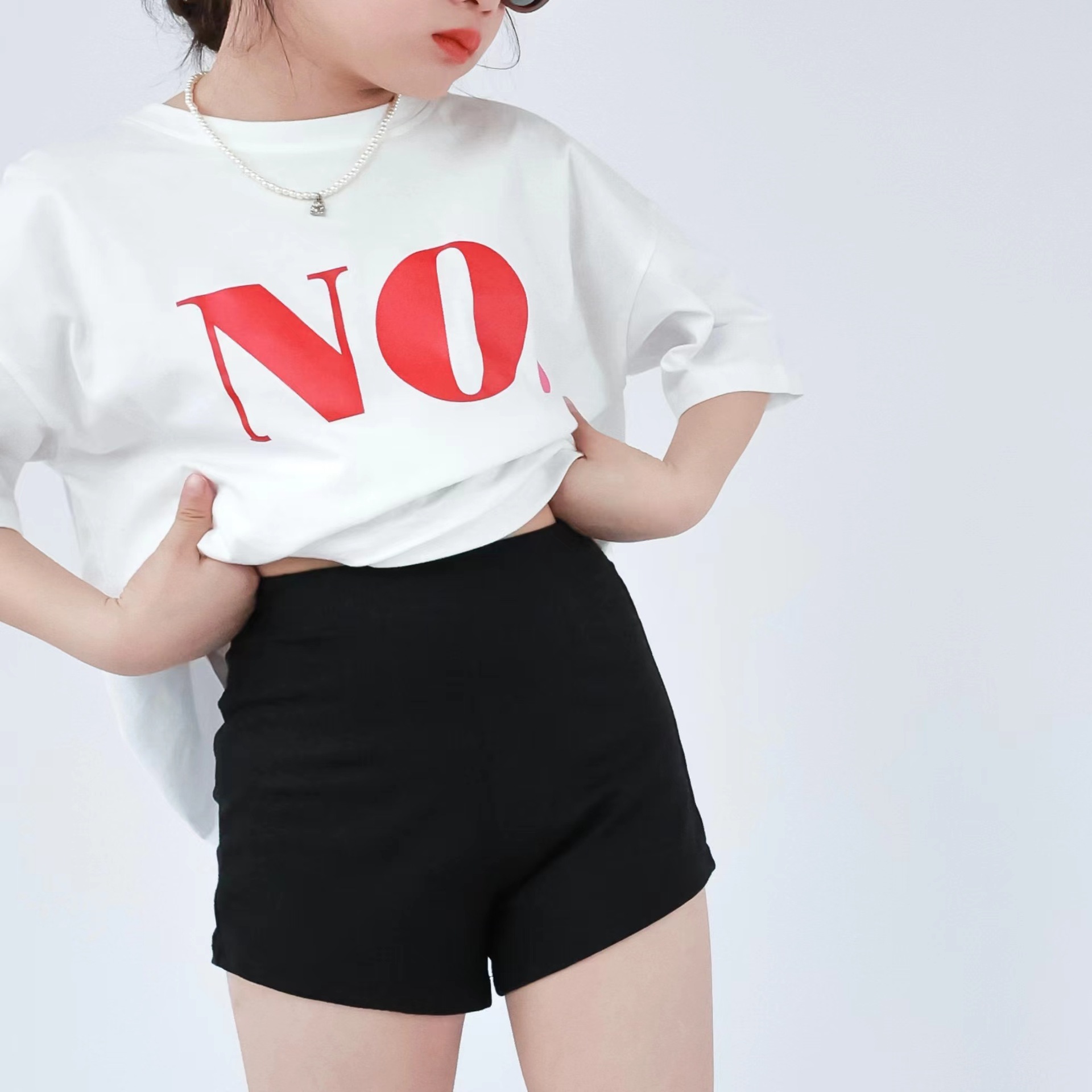 张同学2022夏款 ins女童紧身弹力高腰短裤 中大童打底休闲热裤潮