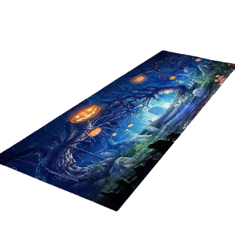 Halloween Demon Pumpkin Demon Tree Castle outside Cabin Digital Printed Mat Living Room Bedroom Study Carpet