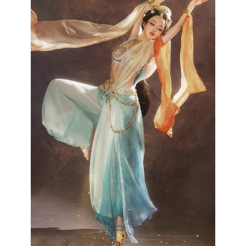 西域异域逆联名水寒敦煌飞天旅拍沙漠写真古装汉服舞蹈服装摄影服