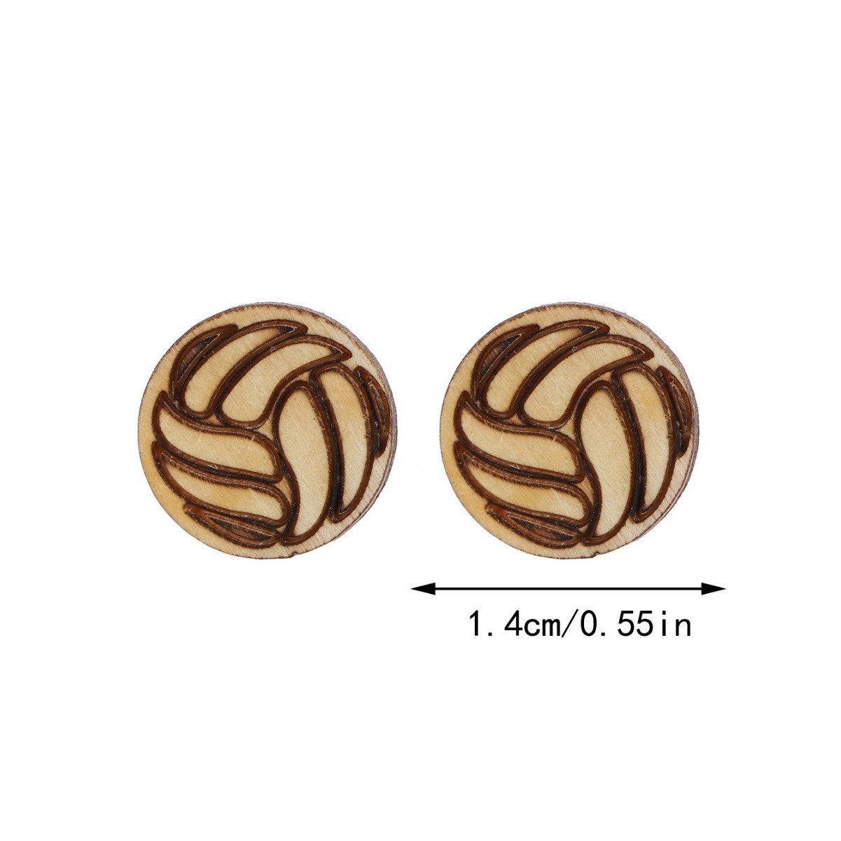 Cross-Border Sports Style Football Style Earrings Creative round Wooden Studs Amazon Aliexpress Xi Yin