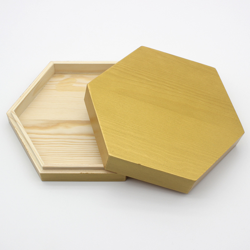 六边形天地盖木盒实木上漆六角包装盒礼品首饰收纳盒多边形木盒子