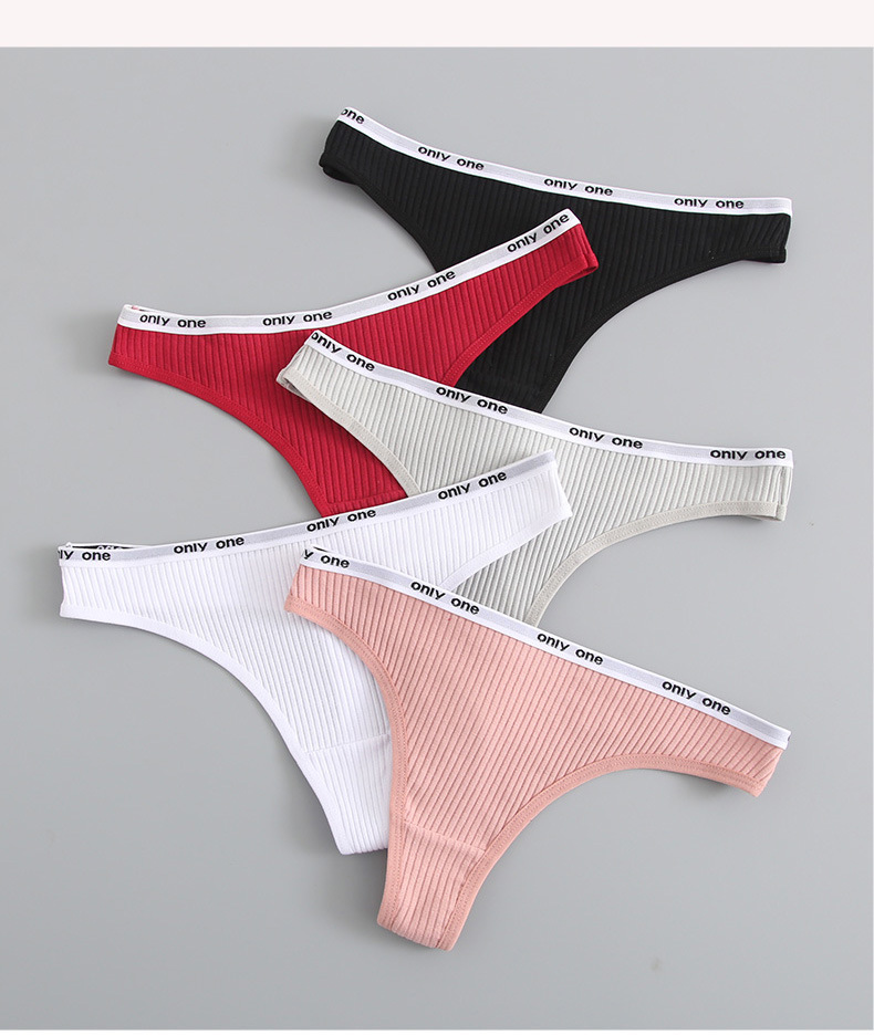 7色女士内裤女纯棉情趣火辣诱惑性感情调中腰欧码螺纹丁字裤大码