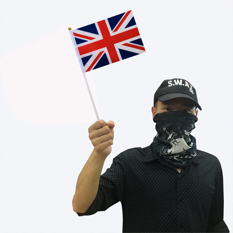 跨境源头工厂亚马逊涤纶材质水印手持旗1421cm英国手摇旗