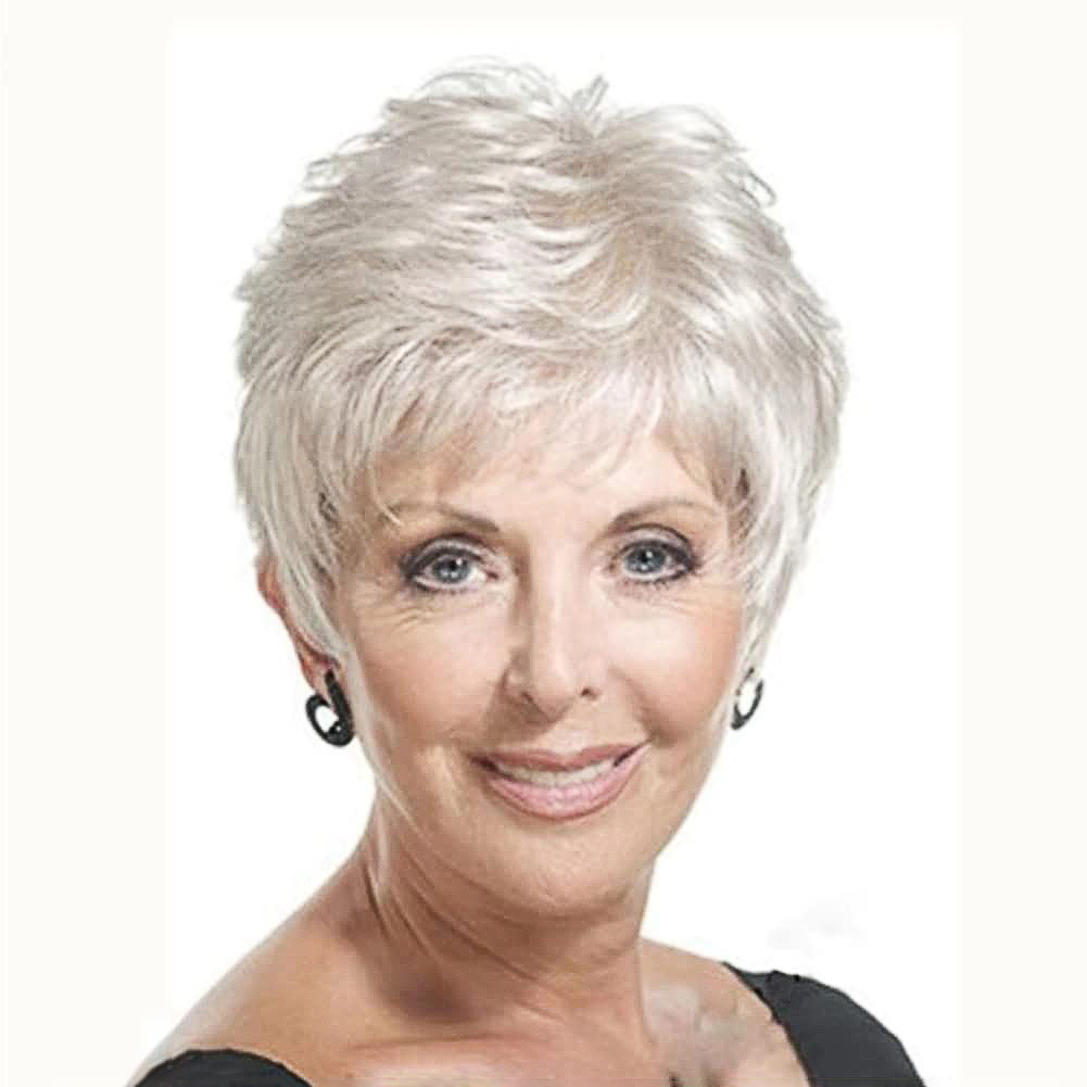 跨境亚马逊中老年假发女短发欧美白人女士假发头套日产佩戴款