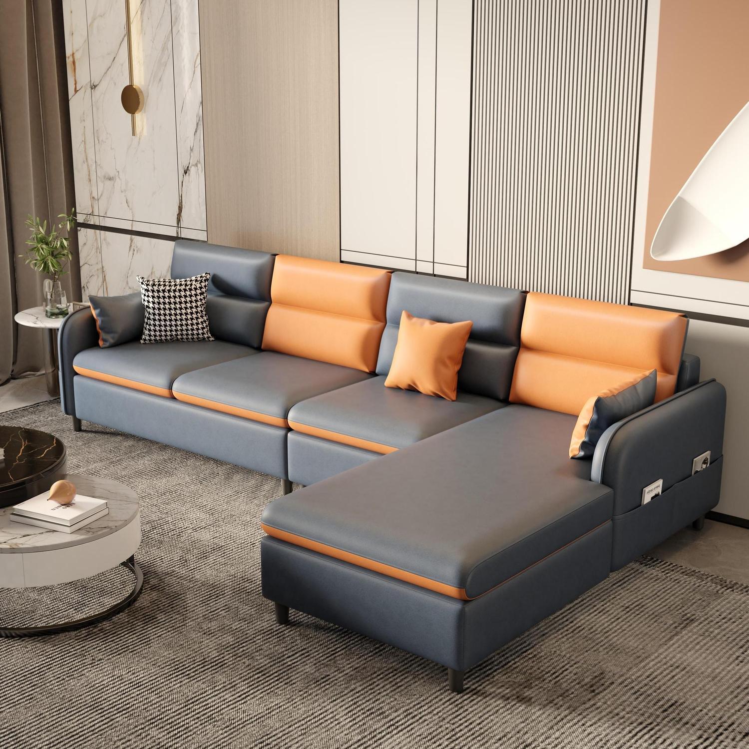 简约现代免洗科技布艺沙发客厅小户型海绵乳胶贵妃脚踏款组合家用