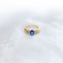 《罗马往事》日系镶嵌深蓝色锆石盾牌戒指女ins高级小众活口指环