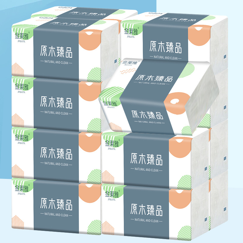 Jinlaiya Log Drawing Paper Bag Whole Box Tissue Delivery 5-Layer Thickened Napkin Extraction Facial Tissue Factory Wholesale