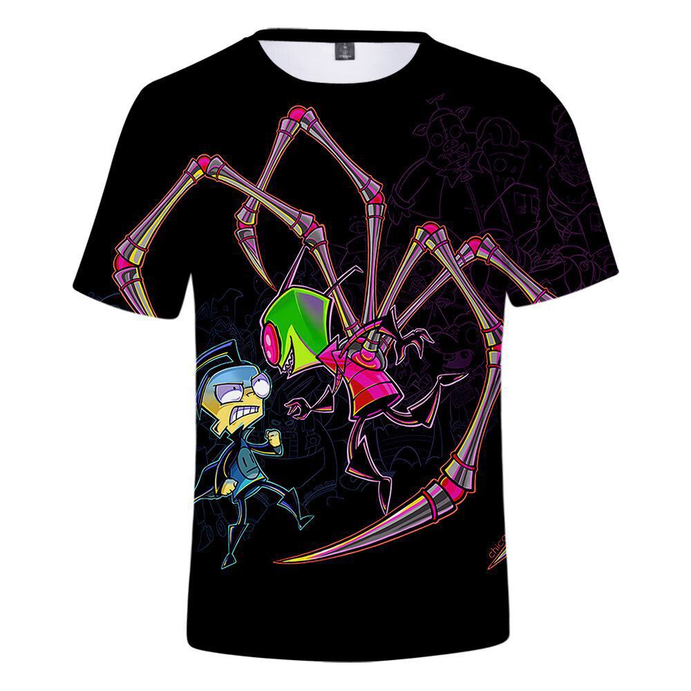 科幻动漫外星人入侵者机器人invader zim 3d成人童装t恤
