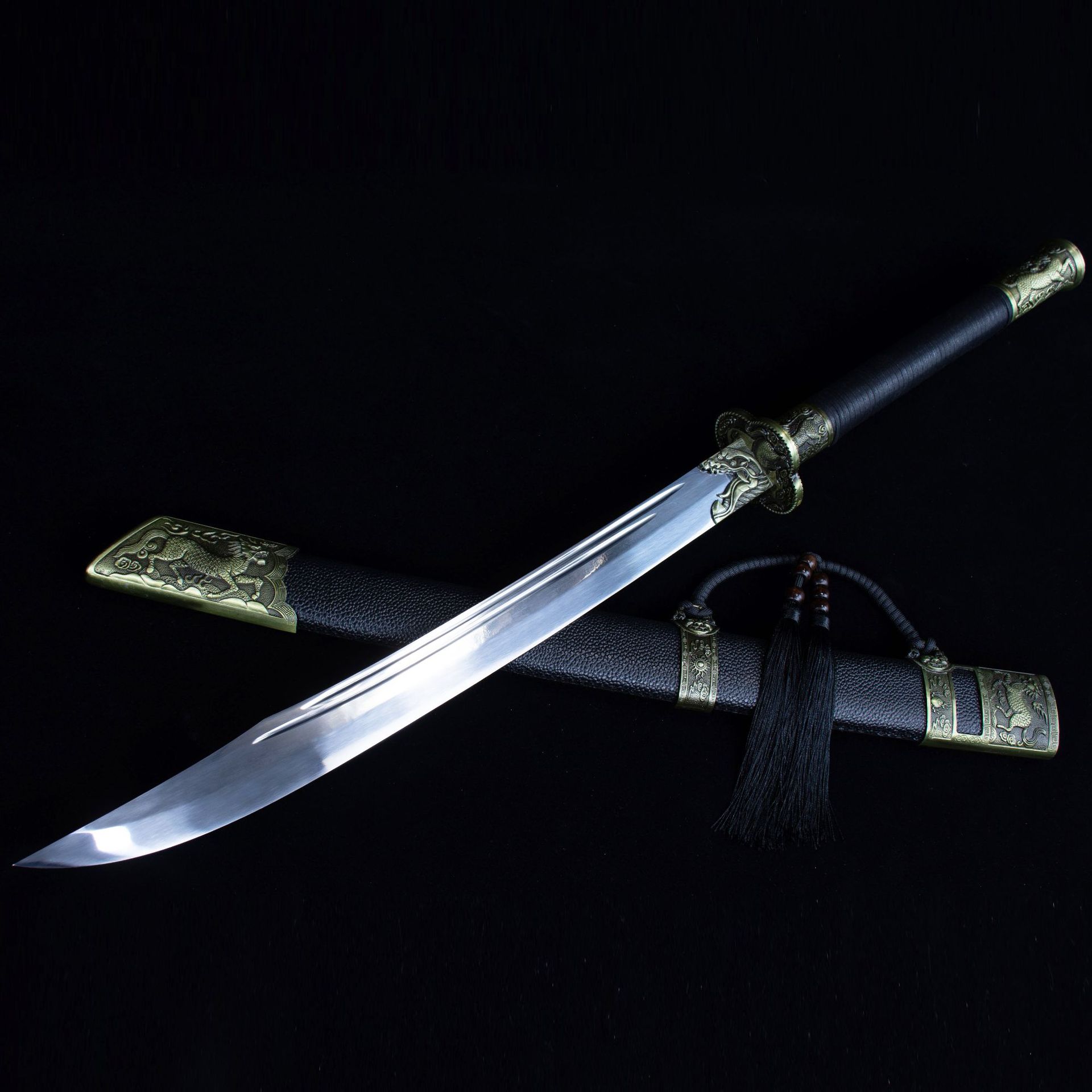 龙泉市刀剑镇宅宝剑高锰钢康熙战刀硬刀双手刀影视冷兵器未开刃