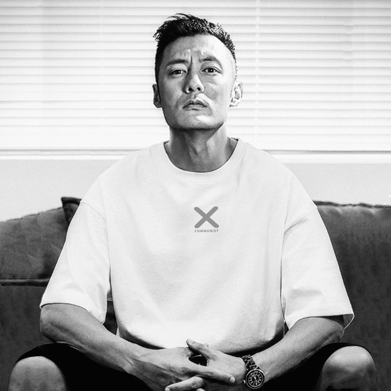 纯棉短袖t恤男2024新款简约余文乐夏季圆领印花纯棉宽松休闲男装