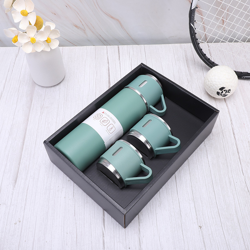 304 Stainless Steel Vacuum Cup One Cup Three Lid in-Car Thermos Household Thermal Insulated Bottle Portable Business Gift Wholesale