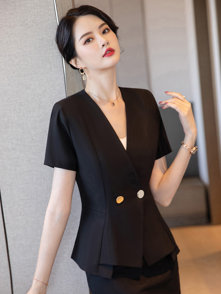 高端职业套装女夏季薄款经理酒店前台空姐售楼部珠宝店柜姐工作服