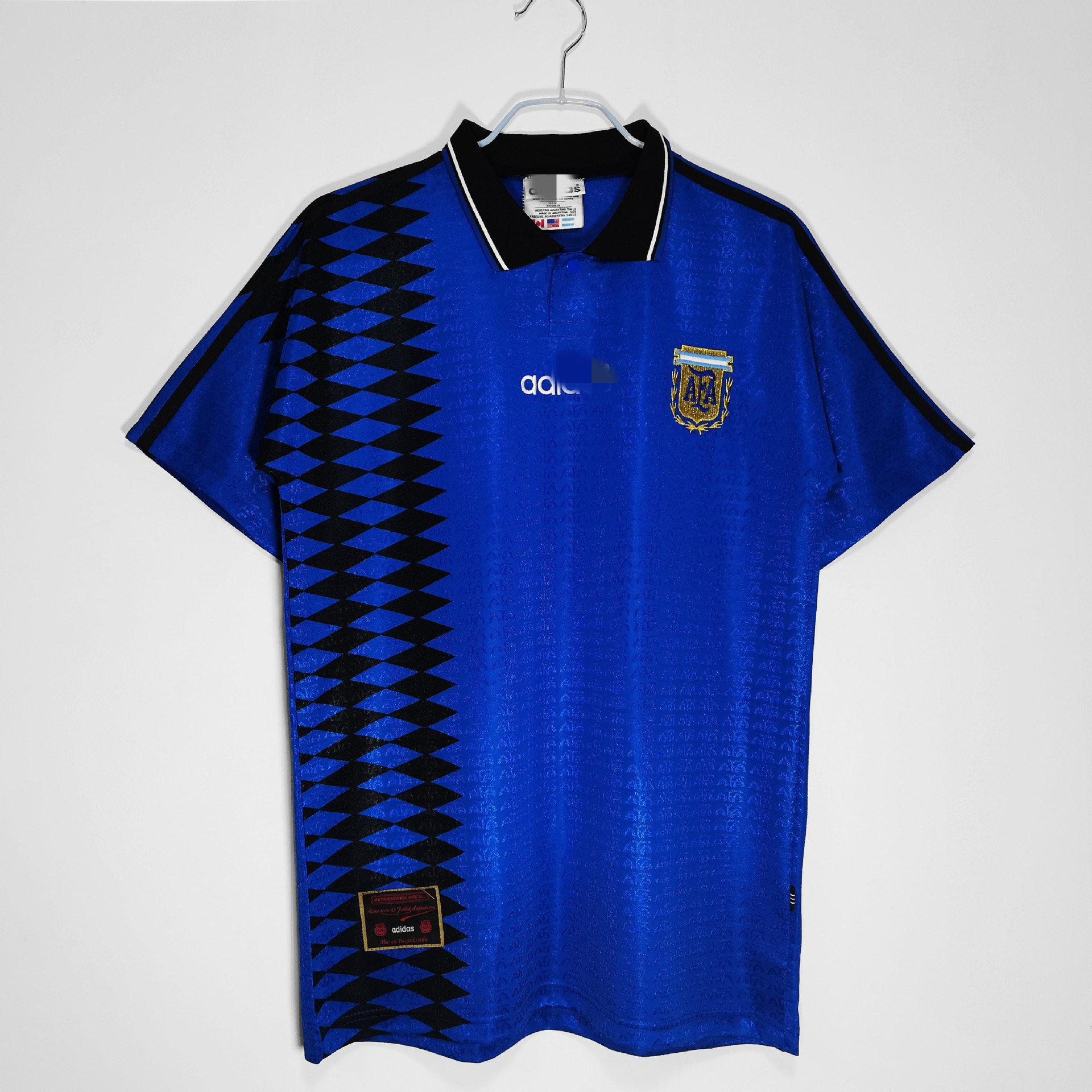 1994赛季阿根廷客场蓝色复古球衣翻领短袖足球服夏工厂直销可代发