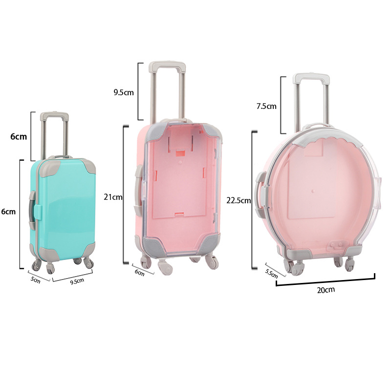 18-Inch American Doll Transparent Luggage Americangirl Doll Trolley Case Travel Suitcase Wholesale