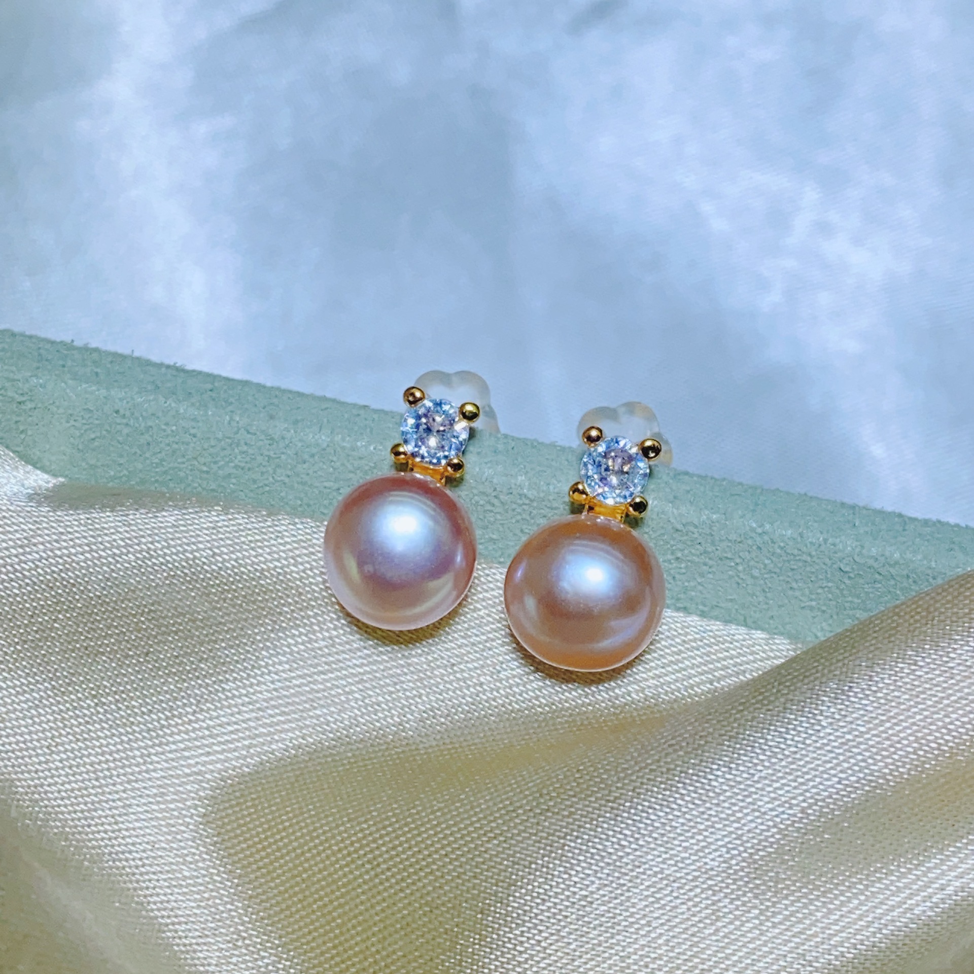 Classic Princess Style Sterling Silver Needle Stud Earrings Natural Freshwater Pearl 7-8mm Surface Basically Flawless Pearl Earrings