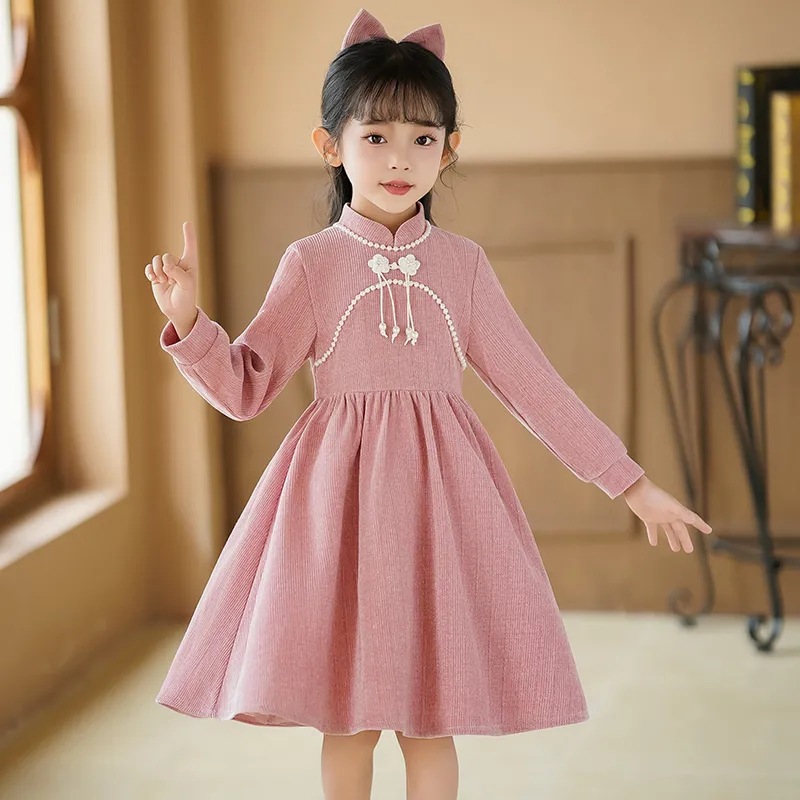 儿童旗袍连衣裙秋季新款女童公主裙礼服小女孩洋气中国风古装汉服