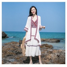 夏季新款民族风吊带连衣裙三亚云南泰国旅游度假两件套沙滩裙