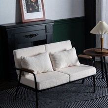 北欧现代简约客厅轻奢布艺沙发椅双人三人小户型卧室卡座简易铁-