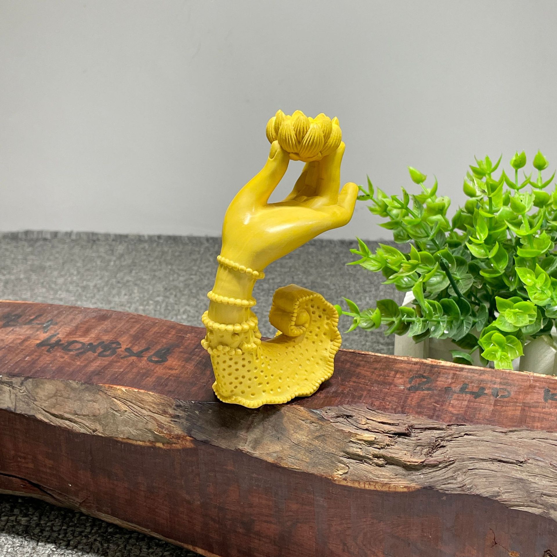 黄杨木雕佛手莲花香插实木家居禅意茶道熏香装饰品摆件木质工艺品
