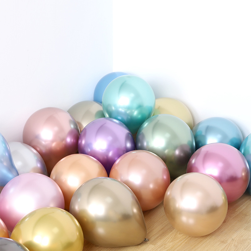 Metal round Rubber Balloons Holiday Party Wedding Celebration Decoration Supplies Multi-Specification Thickened Mixed Color Balloon Spot Batch