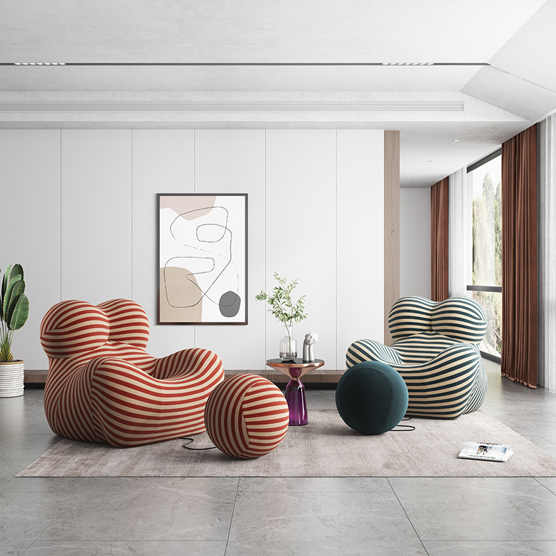 意式极简懒人沙发客厅阳台单人休闲躺椅创意榻榻米网红款布艺球椅