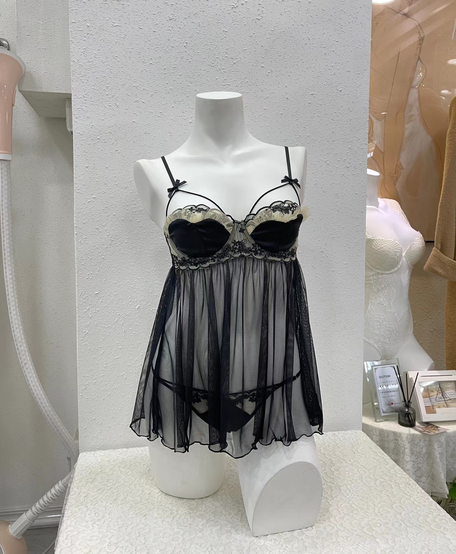 原o性感睡衣网纱透明情趣诱惑火辣纯欲小胸钢圈聚拢吊带睡裙女