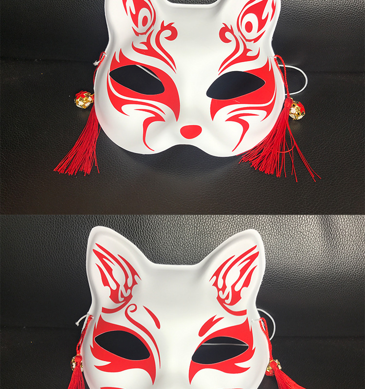日式和风狐狸面具半脸女手绘化妆舞会古风面罩汉服抖音妖狐唐猫脸
