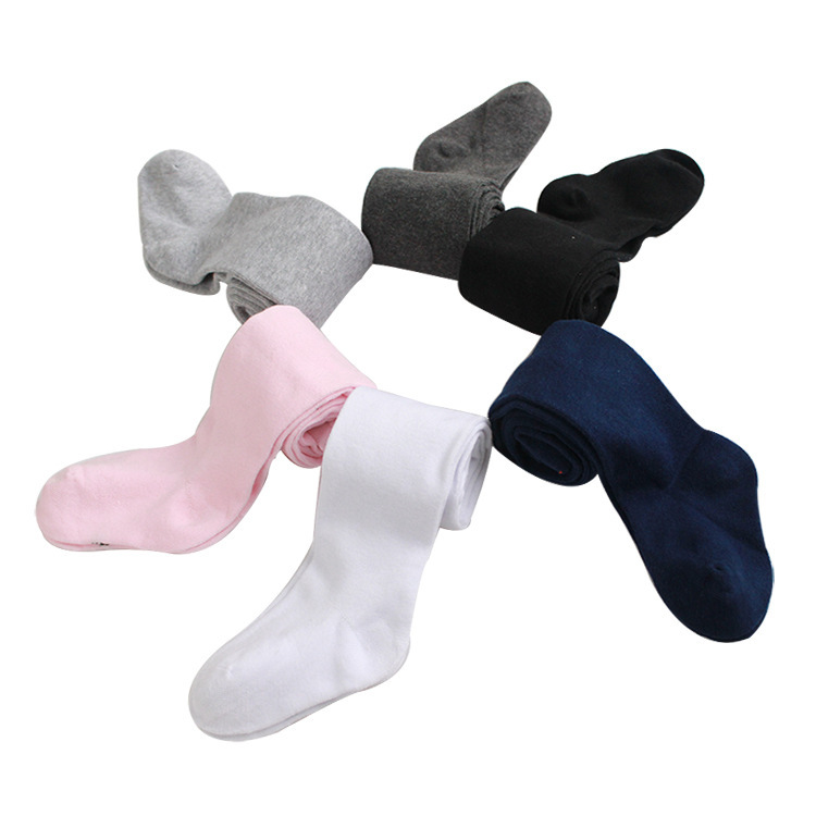 Jiayi Spring and Autumn White Dance Panty-Hose Solid Color Girls' Leggings Cotton Children's Flat Pantyhose Navy Blue School Uniform Socks