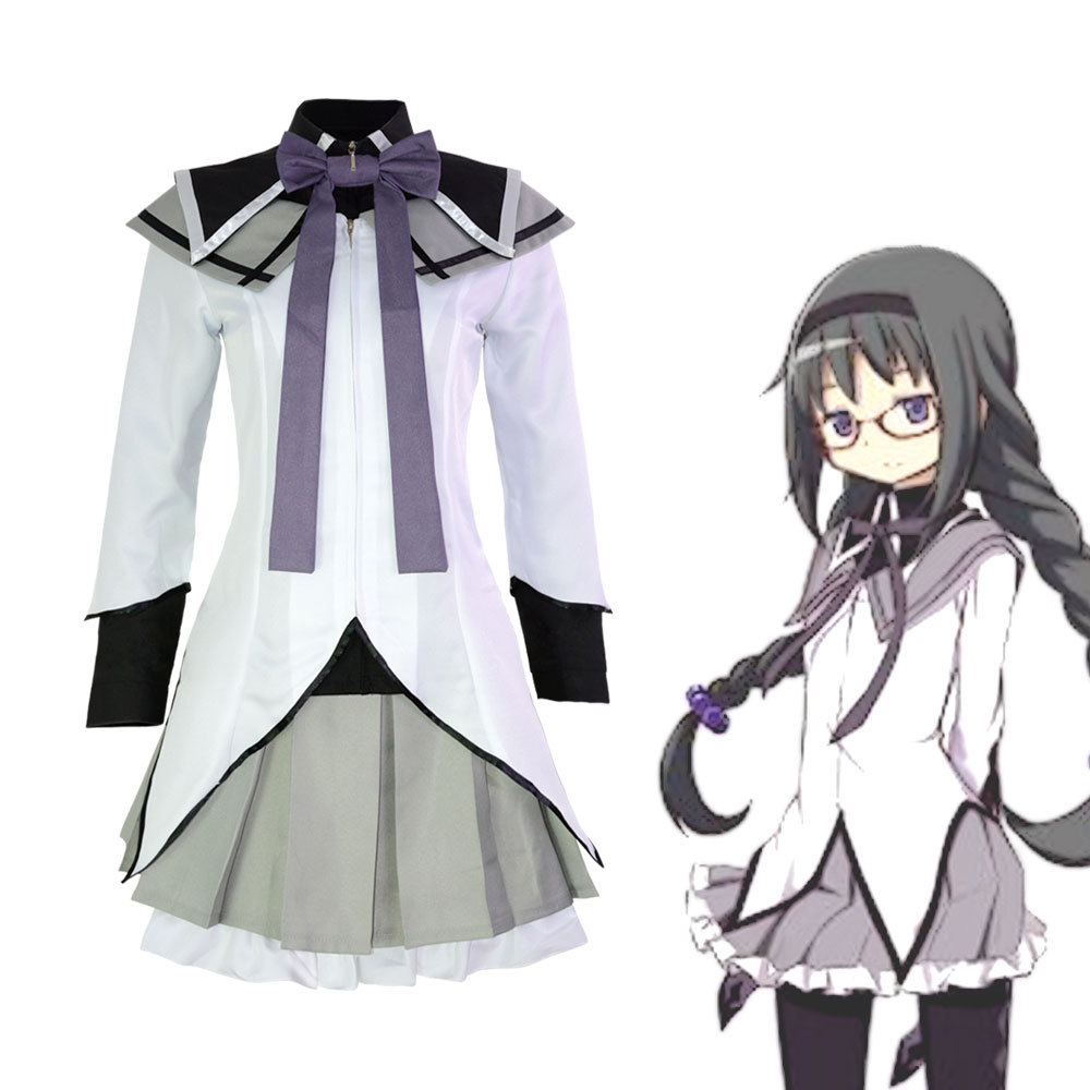 魔法少女小圆cos服 晓美焰角色扮演服 黑长直变身战斗cosplay服装