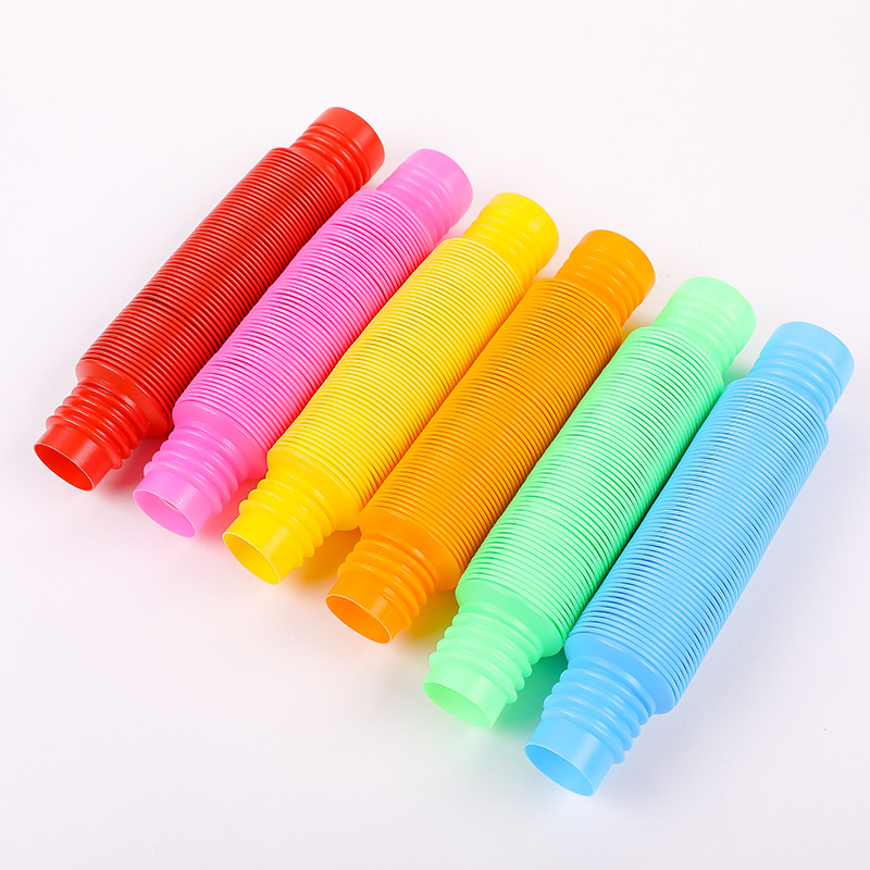 Cross-Border Pop Tube Children Sensory Color Stretch Plastic Pipe Corrugated DIY Extension Tube Vent Pressure Reduction Toy