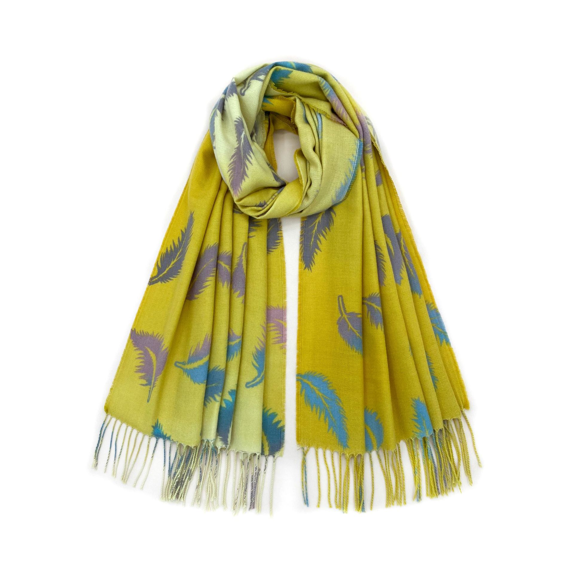 树叶仿羊绒保暖围巾女冬季百搭加厚大披肩时尚韩版新款长款围脖