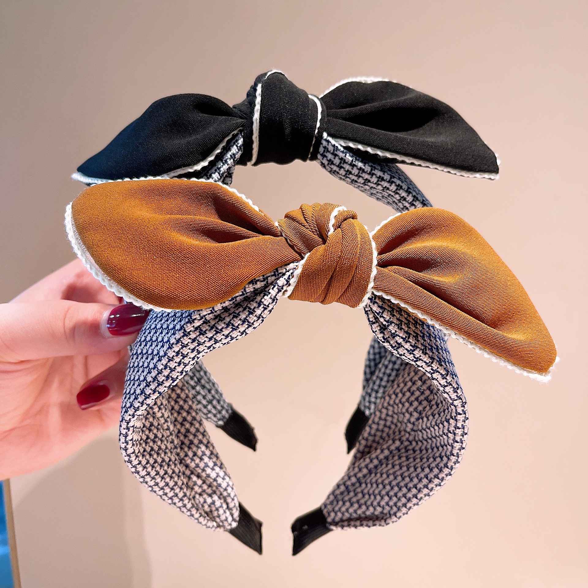 韩国新版压发复古蝴蝶结发箍女气质外出宽边波点可爱头箍发卡饰品