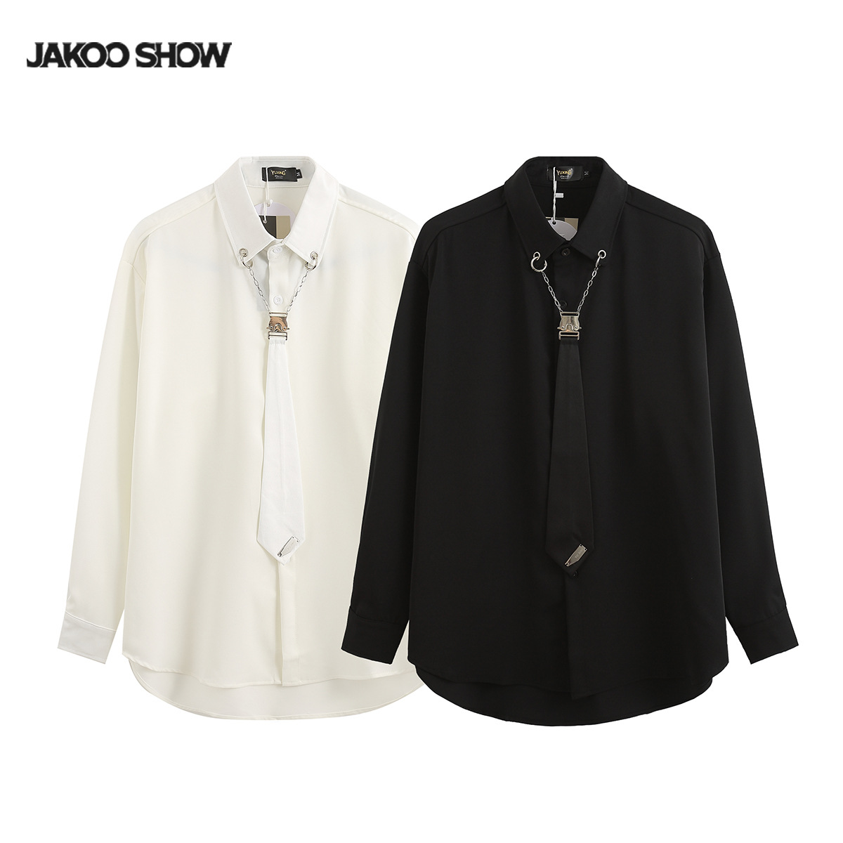 嘉衣库男装∣美式高街暗黑系潮男衬衫项链领带设计感长袖衬衫