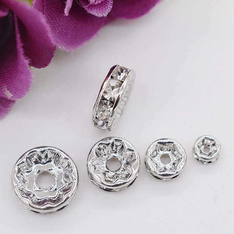 s925半银镶钻间隔珠子锆石圈手串隔片隔珠散珠珠diy首饰配件金华