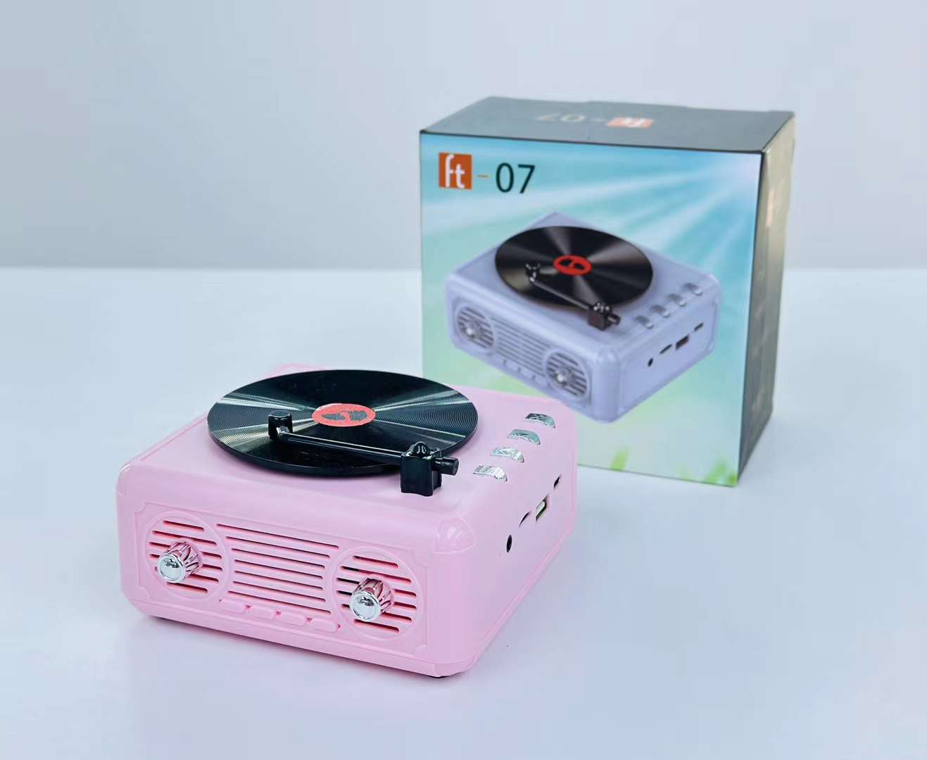 New Bluetooth Speaker Retro Record Audio Rotatable Portable Wireless Hot Sale Small Foreign Trade Hot Sale Ft-07