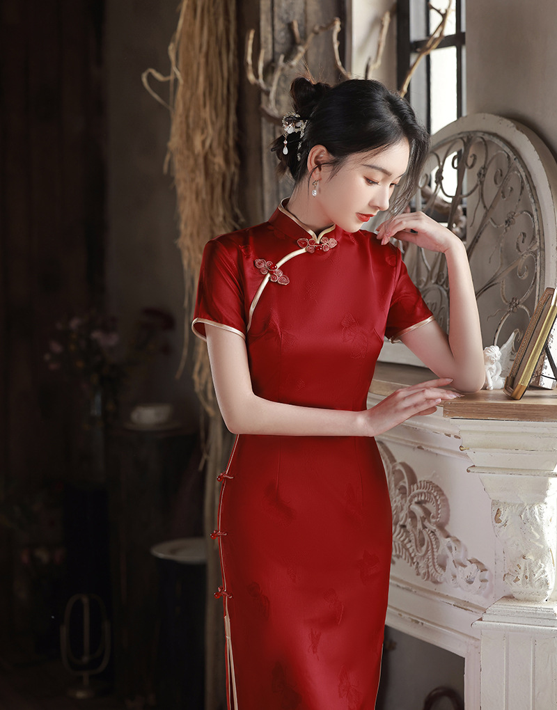 改良旗袍妈妈2023年新款女夏季参加婚礼婚宴连衣裙喜婆婆礼服结婚