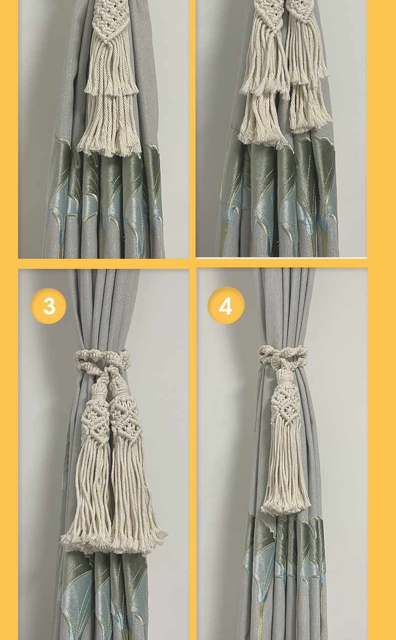 窗帘绑带 手工编织布艺棉绳窗帘绑带 波西米亚风棉线绳绑带 跨境