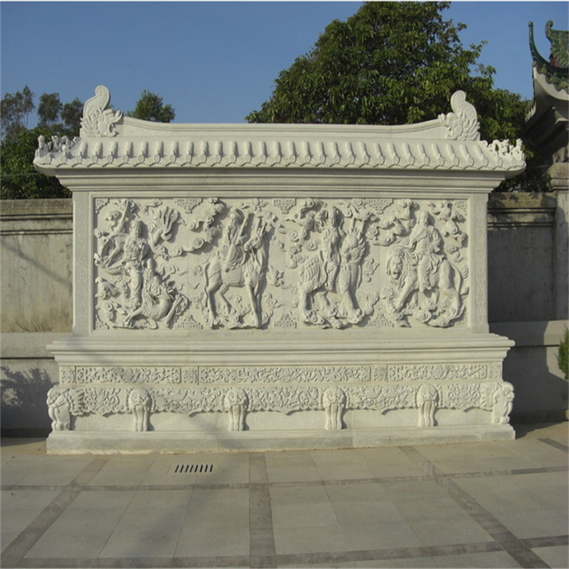 销售制作青石浮雕壁画 寺庙背景墙汉白玉石雕壁画 园林石照壁壁画