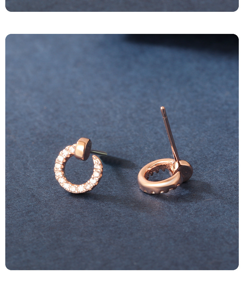 圆圈圈钉子耳钉女925纯银简约小巧气质百搭耳环设计感个性耳饰品