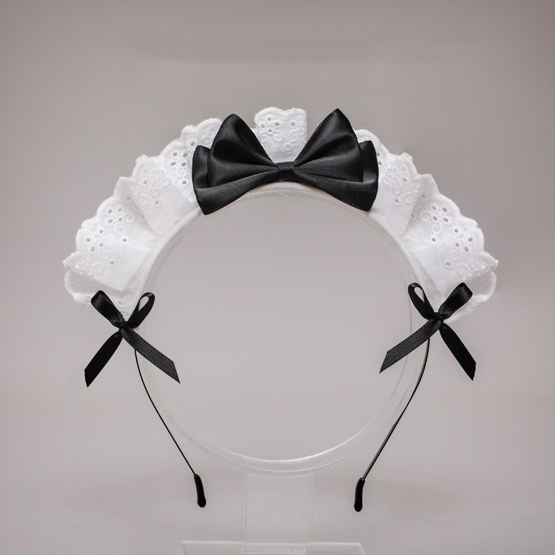 Cute Lace Bow Maid Headband Japanese Handmade Cos Props Comic Show Dress up Headband Lolita Headdress