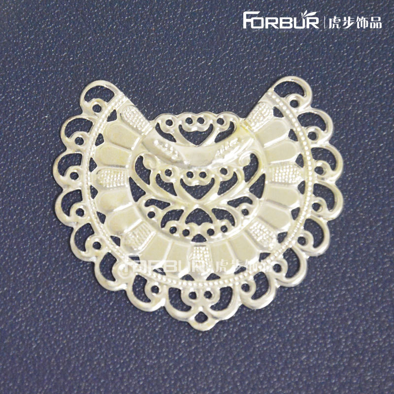 批发饰品配件金属花片 古装铁花片 复古扇形花片 43mm半圆花片